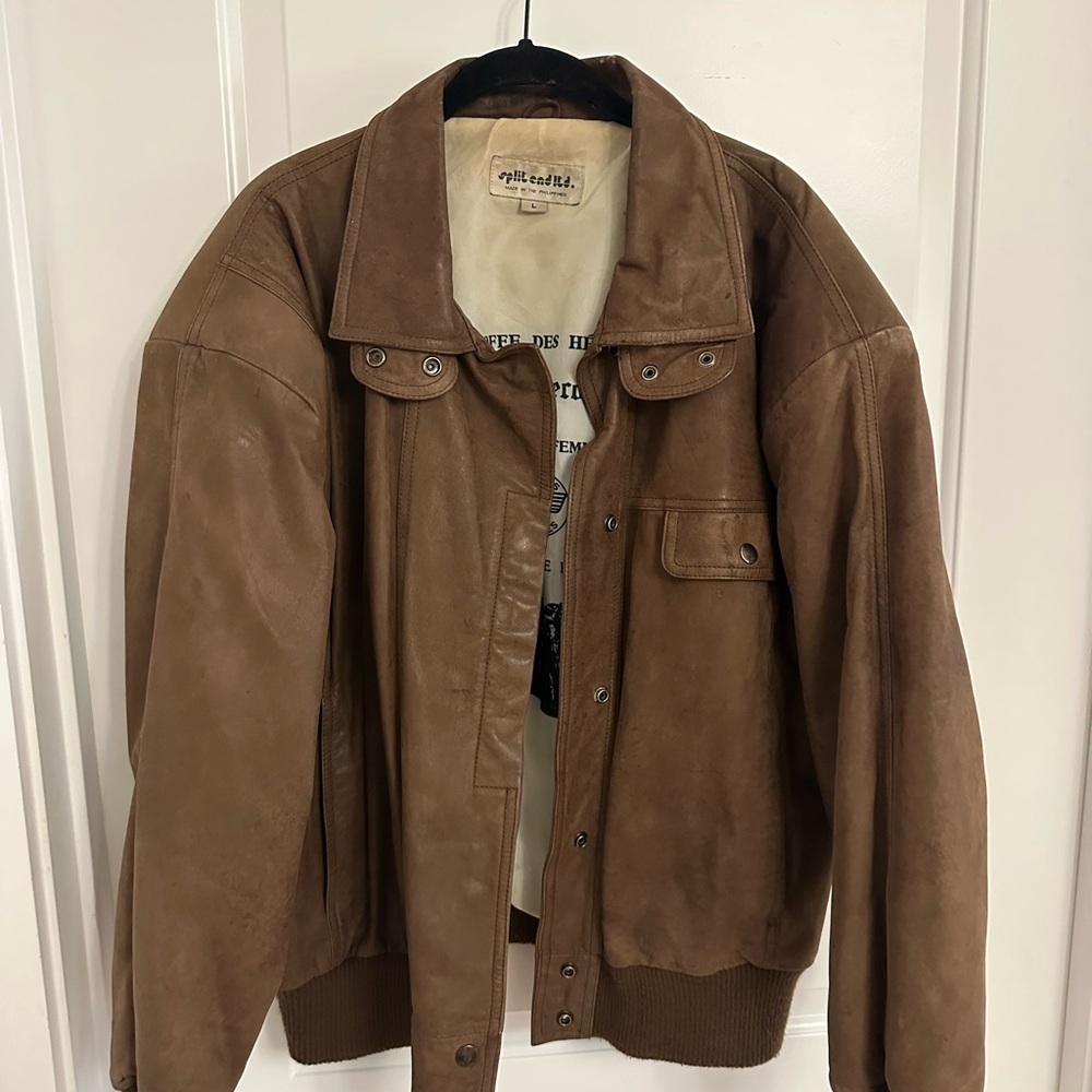 Vintage Brown Suede Bomber Jacket
